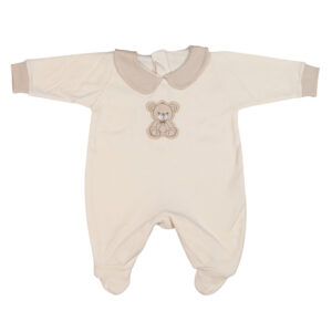 Macacão Gola Suedine Bordado Urso