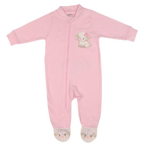 Macacão Longo Bordado Carneirinho Bumbum E Pés Suedine C/Zíper