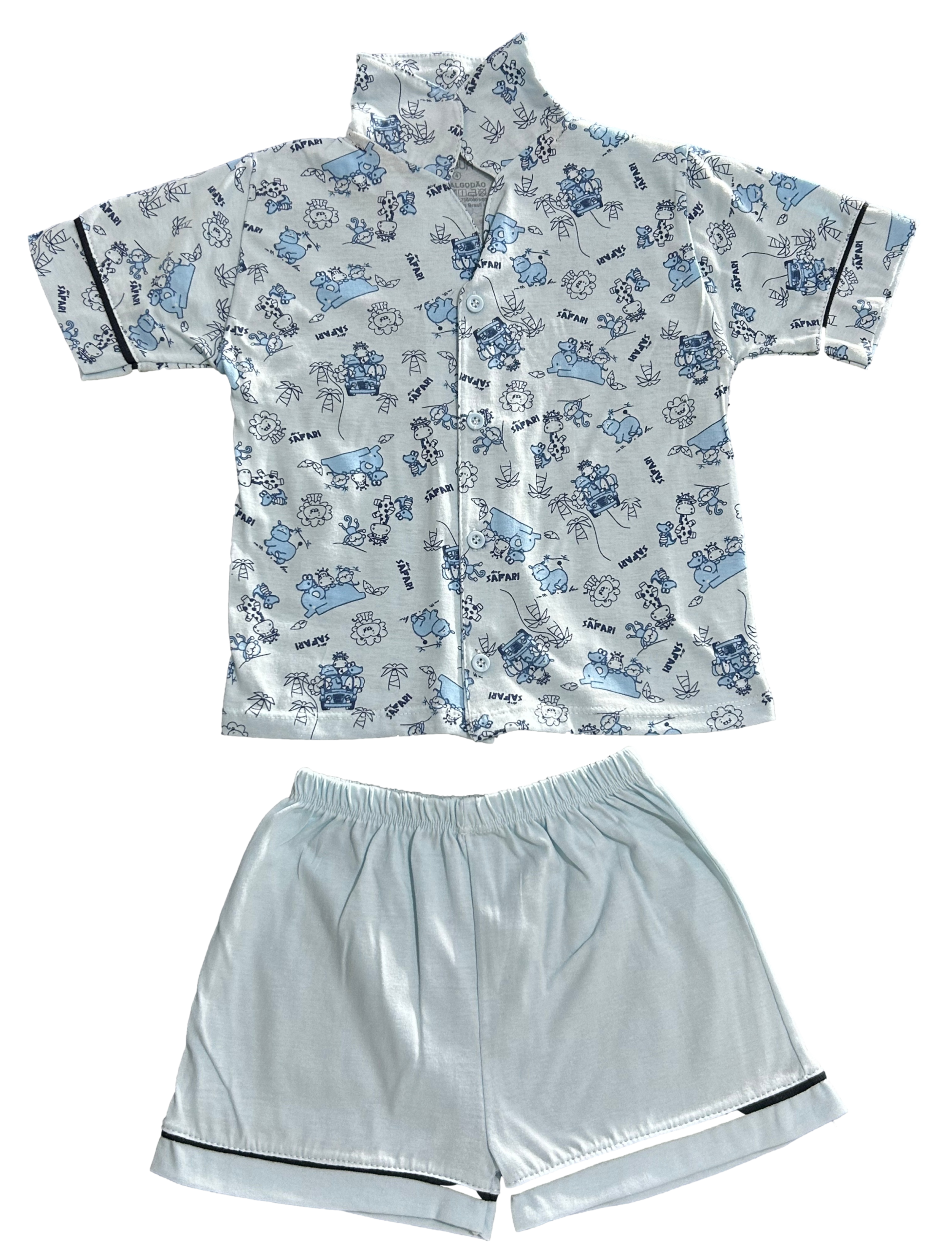 Pijama Americano Curto+Shorts Malha Safari