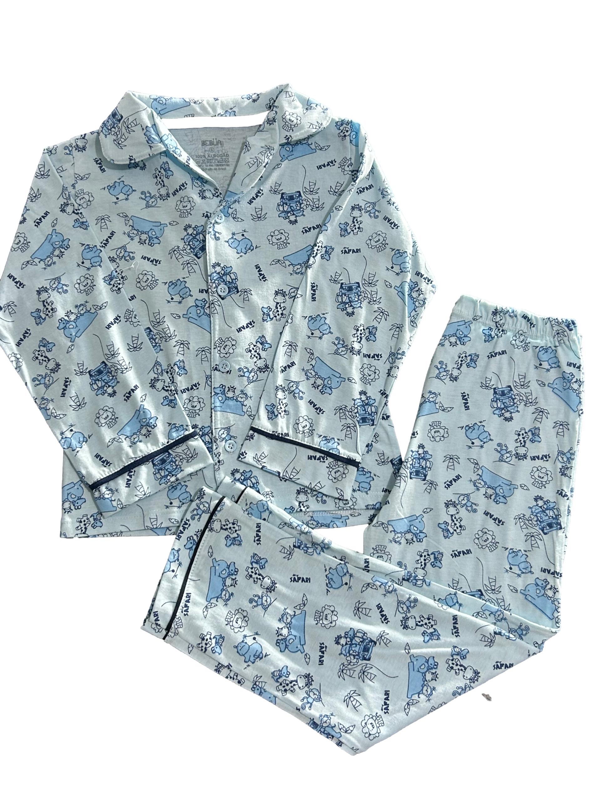 Pijama Infantil Casaco + Calça em Malha Estampada 100% Algodão - Imagem 3