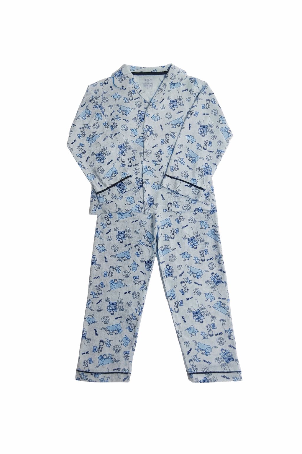 Pijama Infantil Casaco + Calça em Malha Estampada 100% Algodão