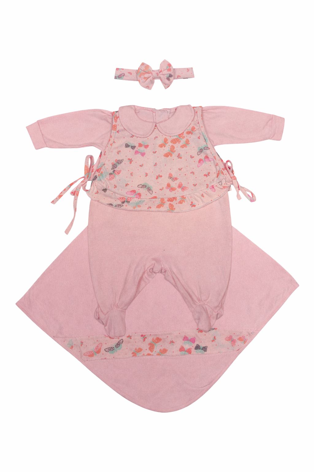 Saída Maternidade Macacão+Colete+Tiara+Manta Em Malha Borboleta