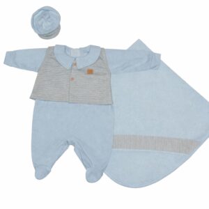 Saída Maternidade Macacão+Colete+Boné+Manta Em Malha