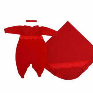 Saída Maternidade Macacão+Tiara+Manta Em Malha Com Strass