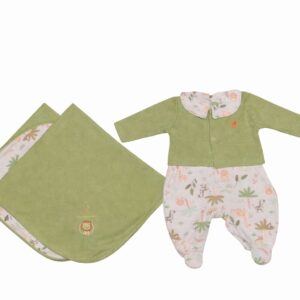 Saída Maternidade Macacão+Casaco+Manta Dupla Bordada Suedine Penteado