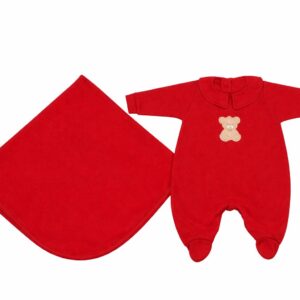 Saída Maternidade Estilinho – Macacão Bordado + Manta em Suedine Penteado