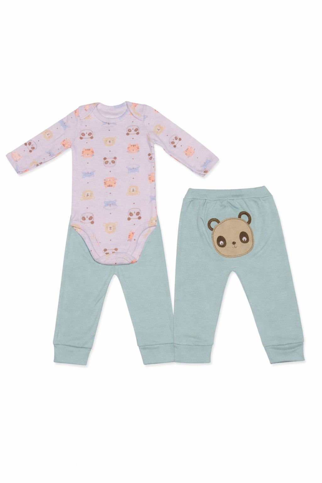 Conjunto Body Longo + Calça Suedine Bordado Bumbum