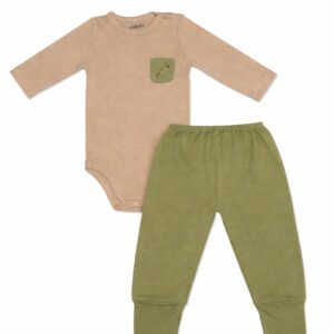 Conjunto Body Longo Com Bolsinho + Calça Suedine