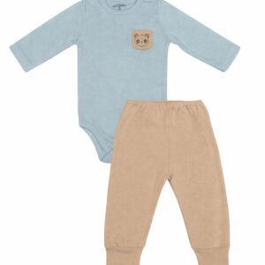 Body Manga Longa com Bolsinho + Calça em Suedine